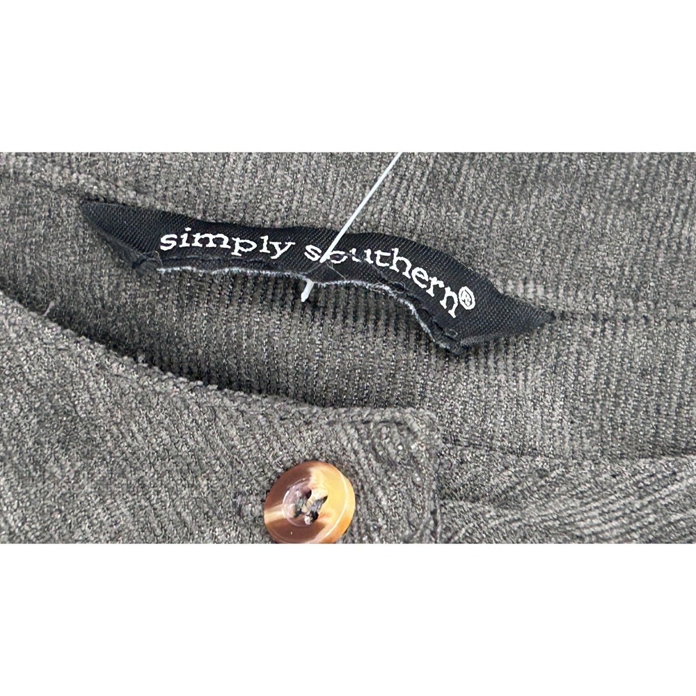 Simply Southern Womens Gray Corduroy Tiered Belted Button Front Dress Small - Picture 12 of 13